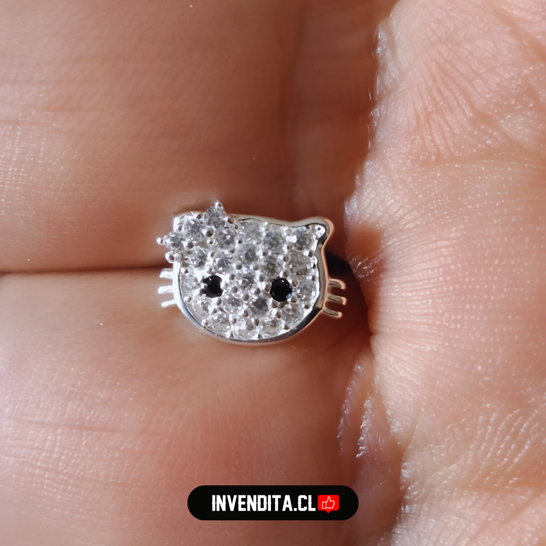 Aros de plata 925 modelo Hello Kitty con circones