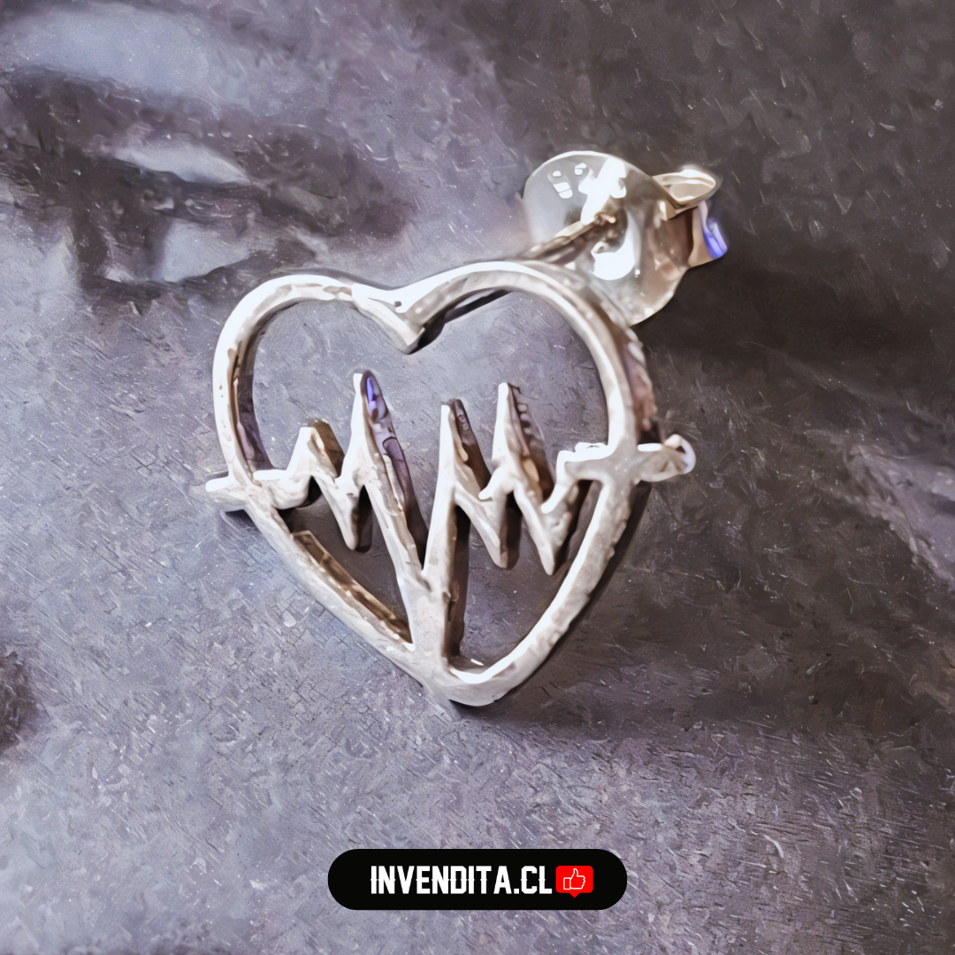 Aros de plata 925 figuras corazón con electrocardiograma