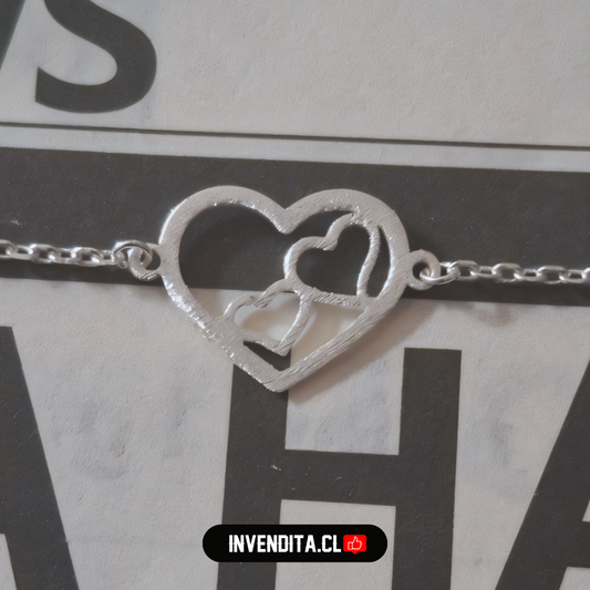 Pulsera de plata 925 figura de corazones