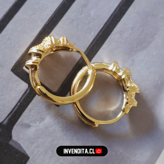 Aros enchapados en oro diseño argollas con serie de circones