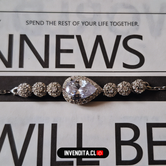 Pulsera de plata 925 circones con gota transparente