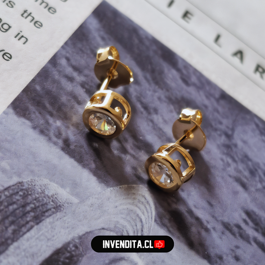 Aros enchapados en oro circón tipo grifa