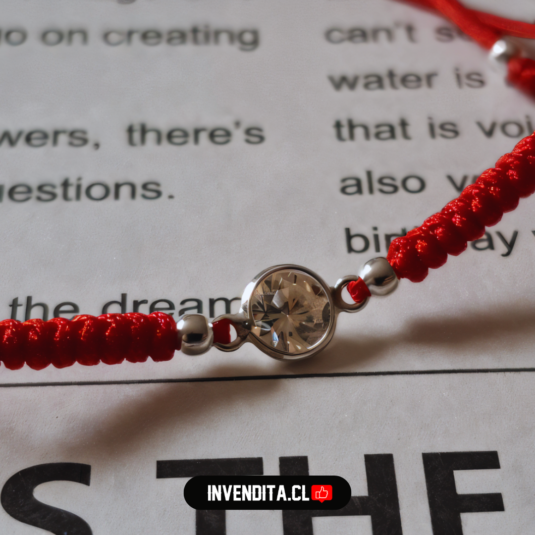 Pulsera de plata 925 hilo rojo con pequeño circón