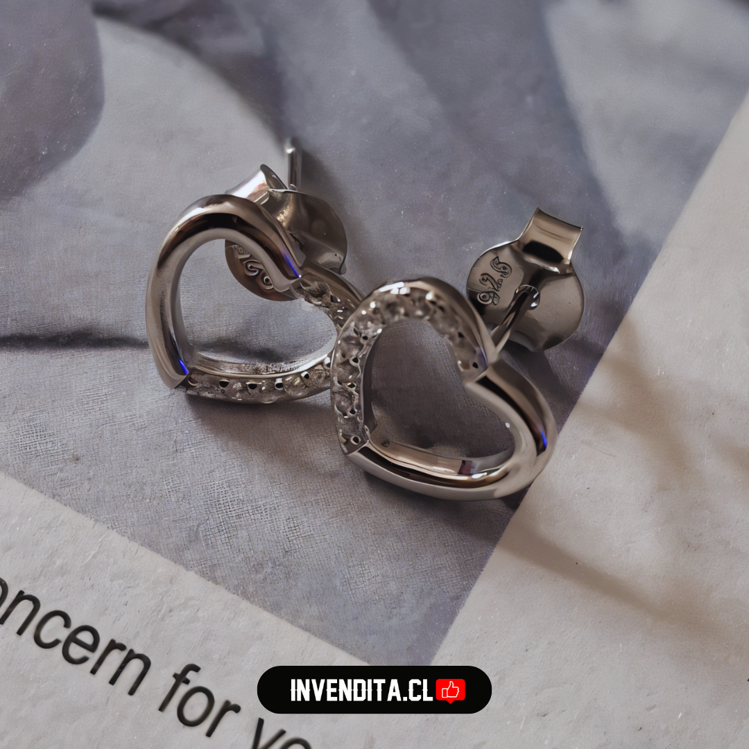 Aros de plata 925 corazones irregulares con circones