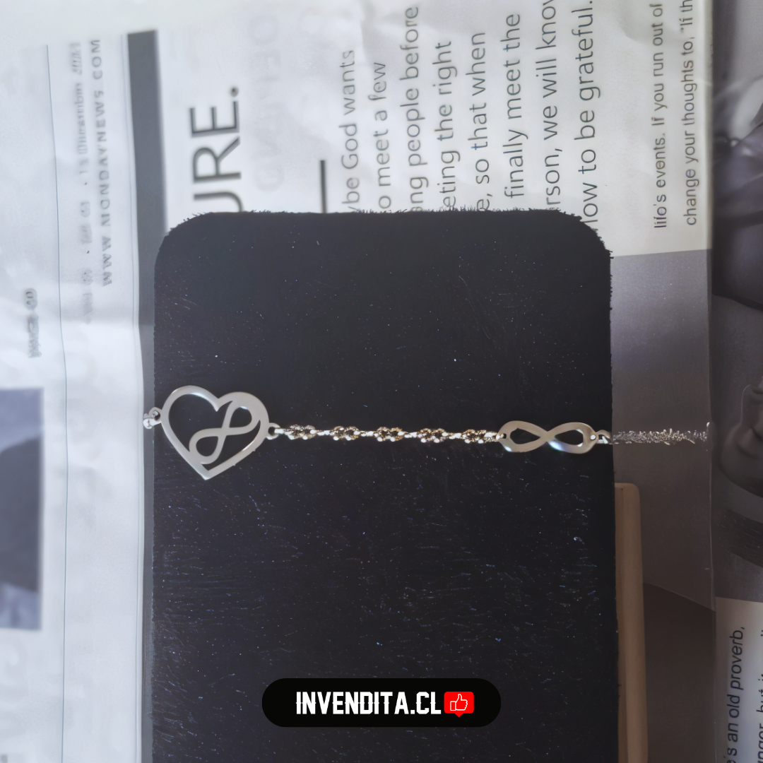 Pulsera de plata 925 figura corazón con infinito