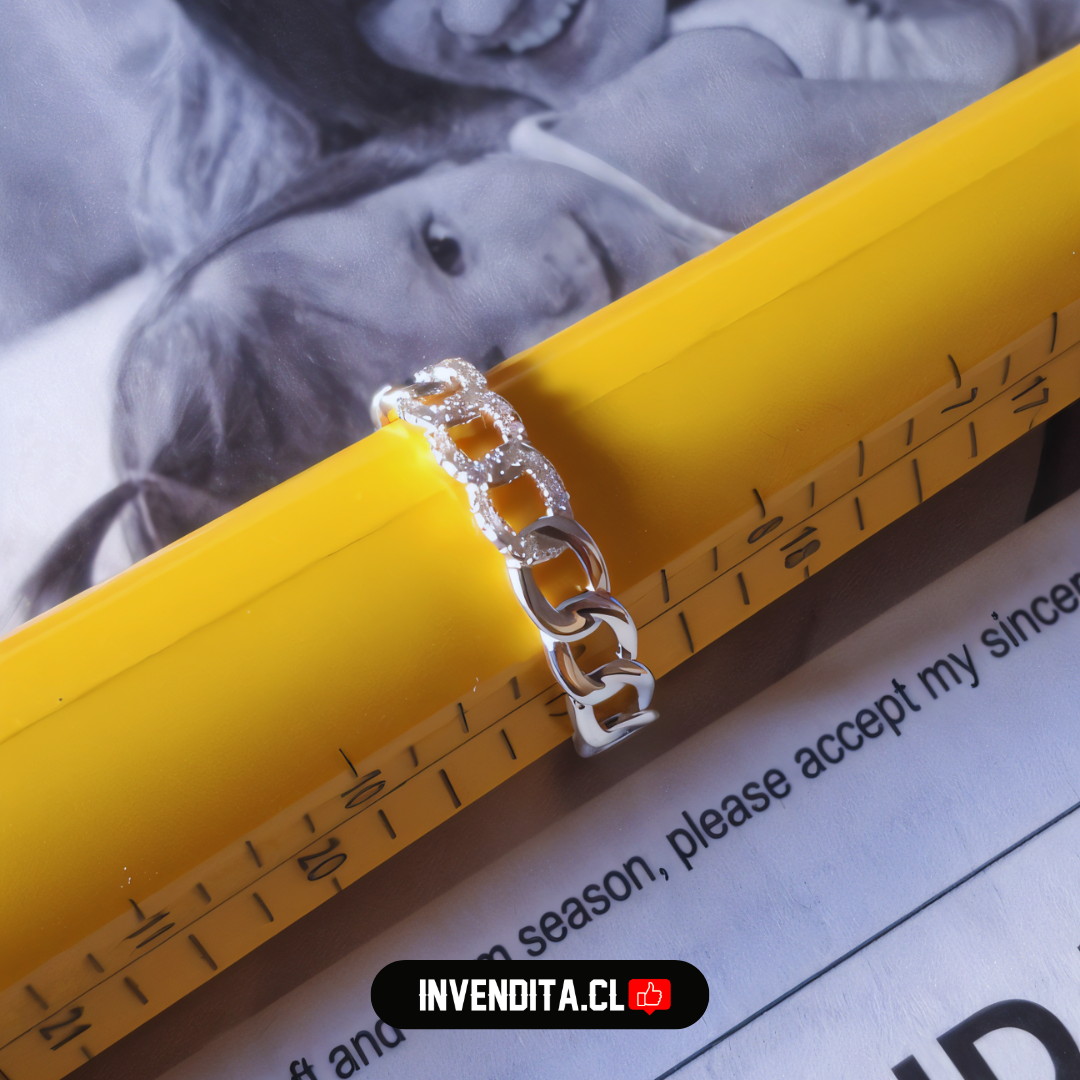 Anillo de plata 925 estilo cadena con microcircones