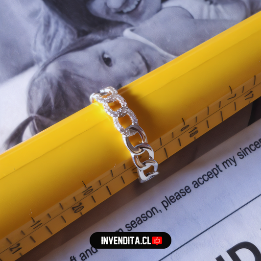 Anillo de plata 925 estilo cadena con microcircones