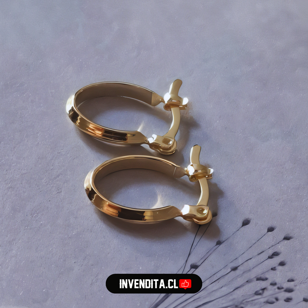 Aros enchapados en oro argollas con broche criollo