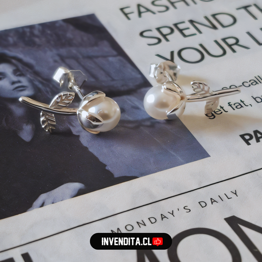 Aros de Plata 925 estilo flor con perla