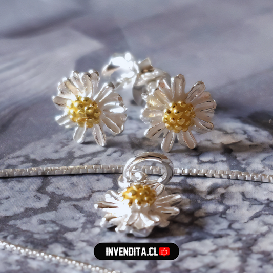 Conjunto de plata 925 modelo margarita