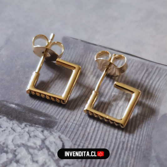 Aros enchapados en oro argollas cuadradas con circones
