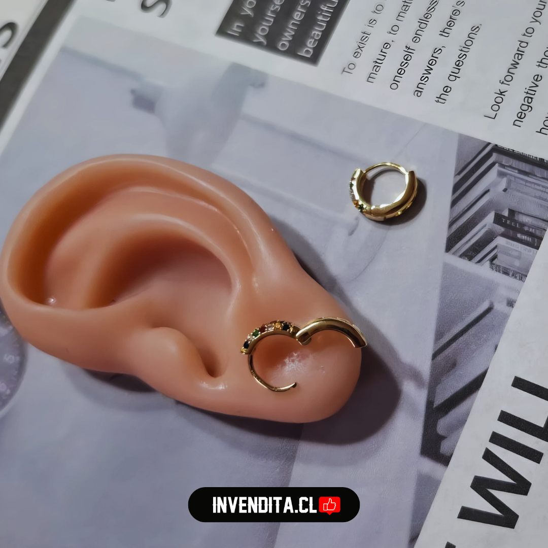 Aros enchapados en oro argollas con circones de colores