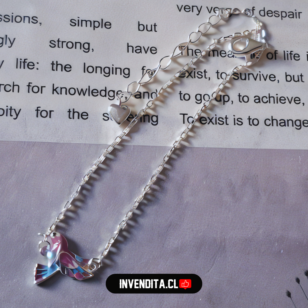 Pulsera de plata 925 colibrí esmaltado dos colores