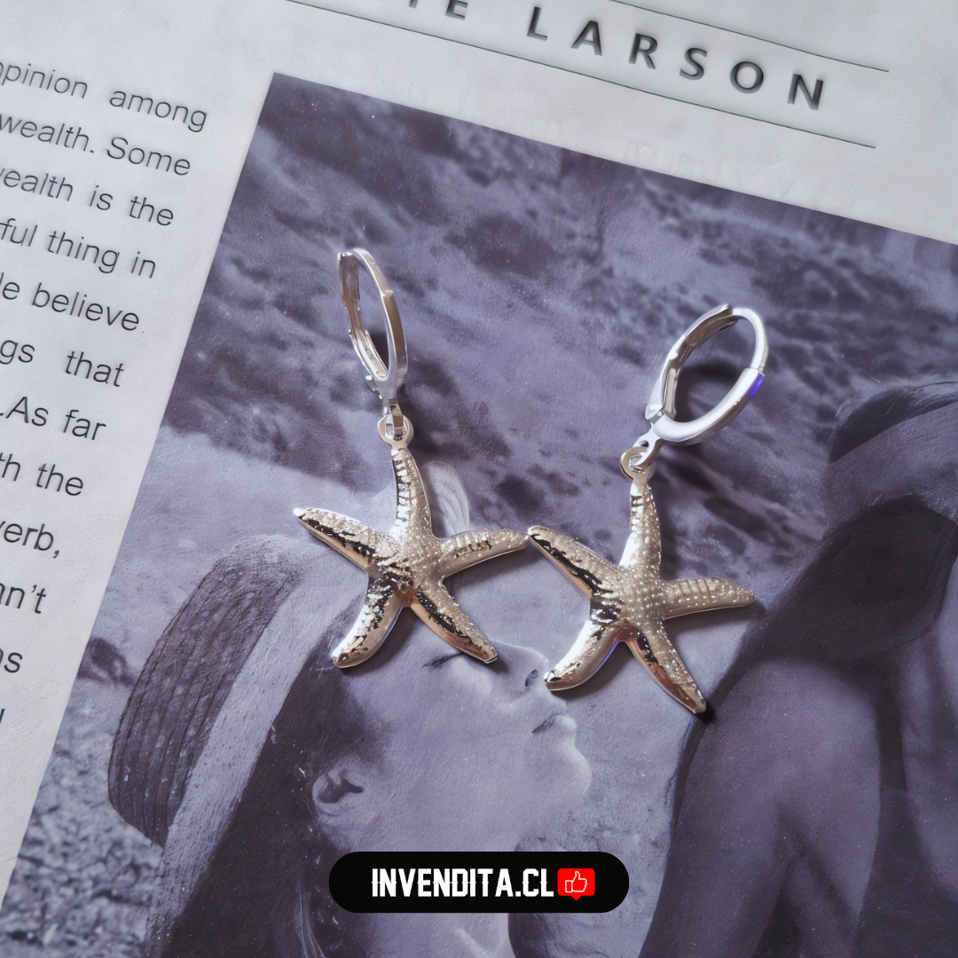 Aros enchapados en plata argollas con estrellas de mar