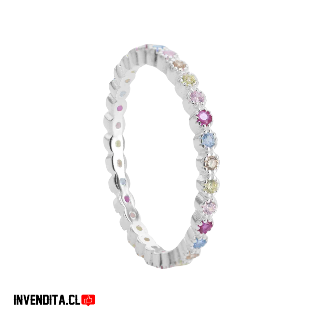Anillo de plata 925 serie de circones de colores