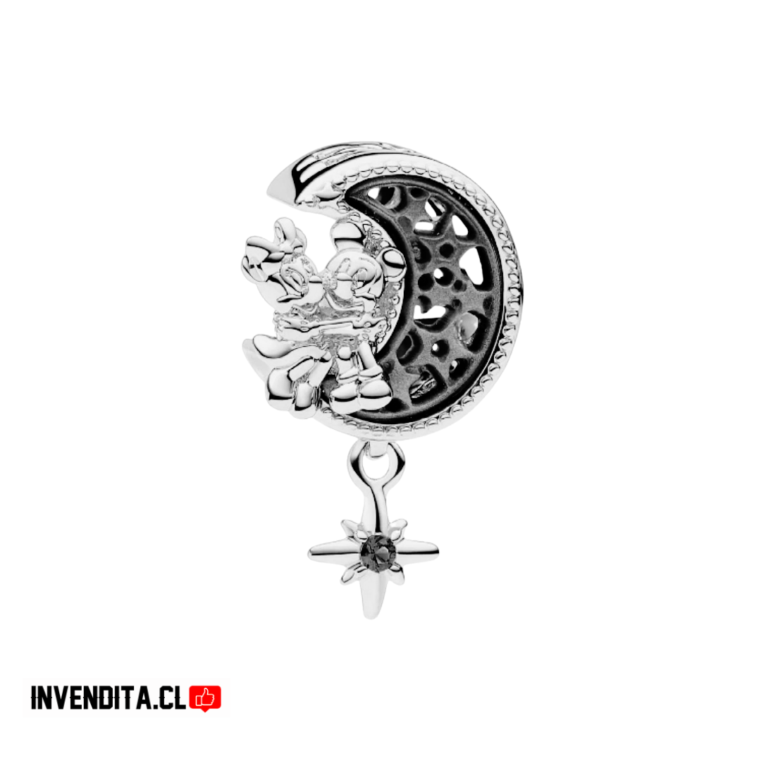 Charm estilo pandora Mickey & Minnie en la luna