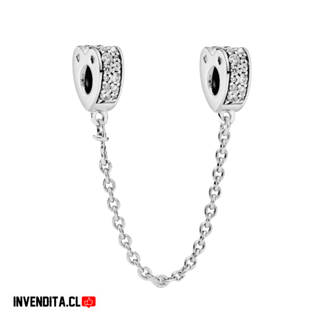 Charm estilo pandora corazones unidos con una cadena
