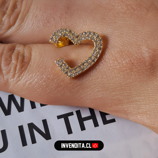 Aros enchapados en oro corazones placas de circones