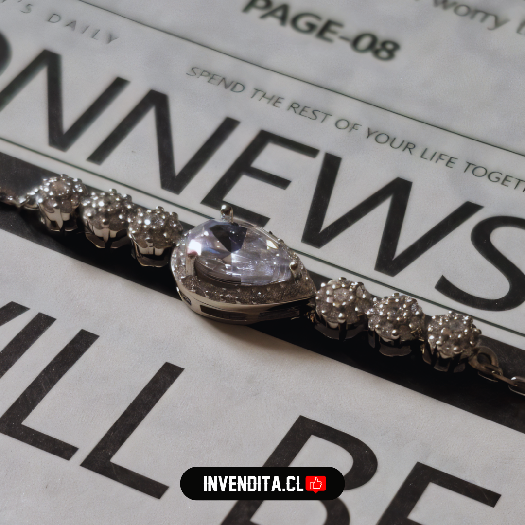 Pulsera de plata 925 circones con gota transparente