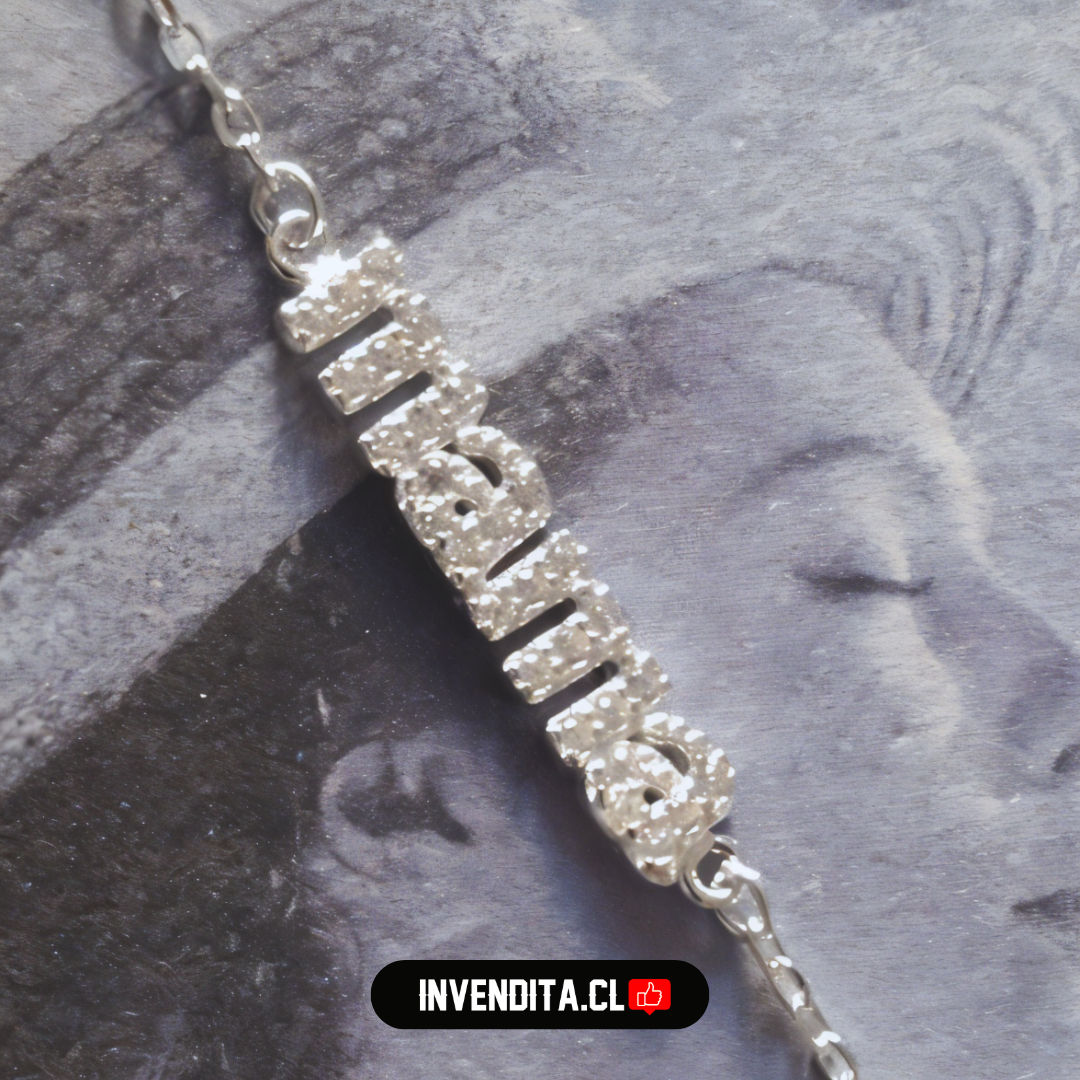 Pulsera de plata 925 palabra MAMÁ con circones
