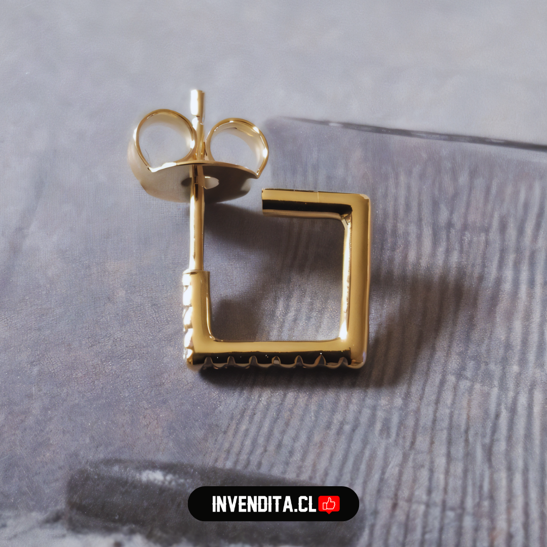 Aros enchapados en oro argollas cuadradas con circones