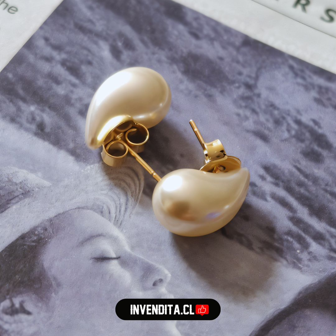 Aros enchapados en oro gota de perla de imitación
