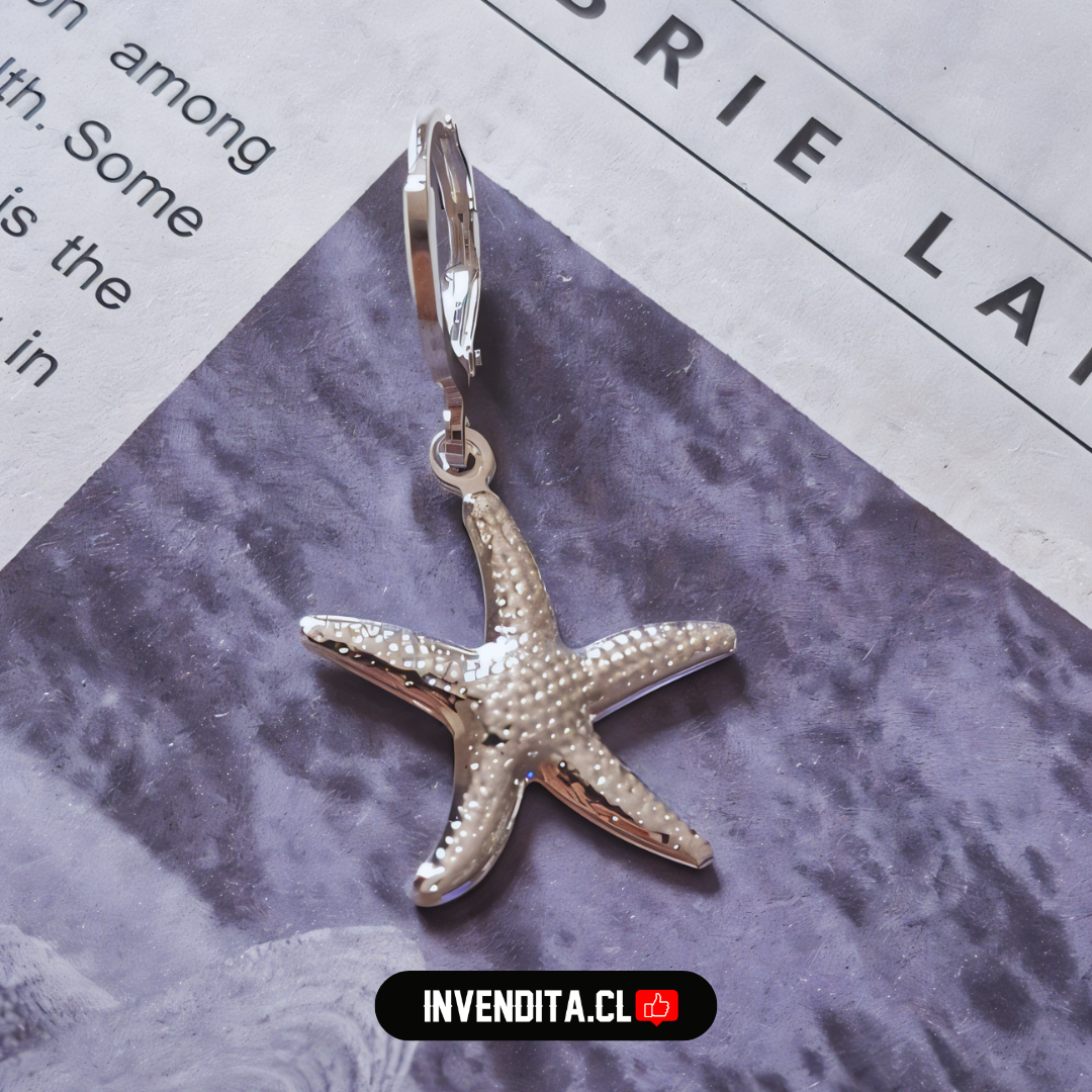 Aros enchapados en plata argollas con estrellas de mar