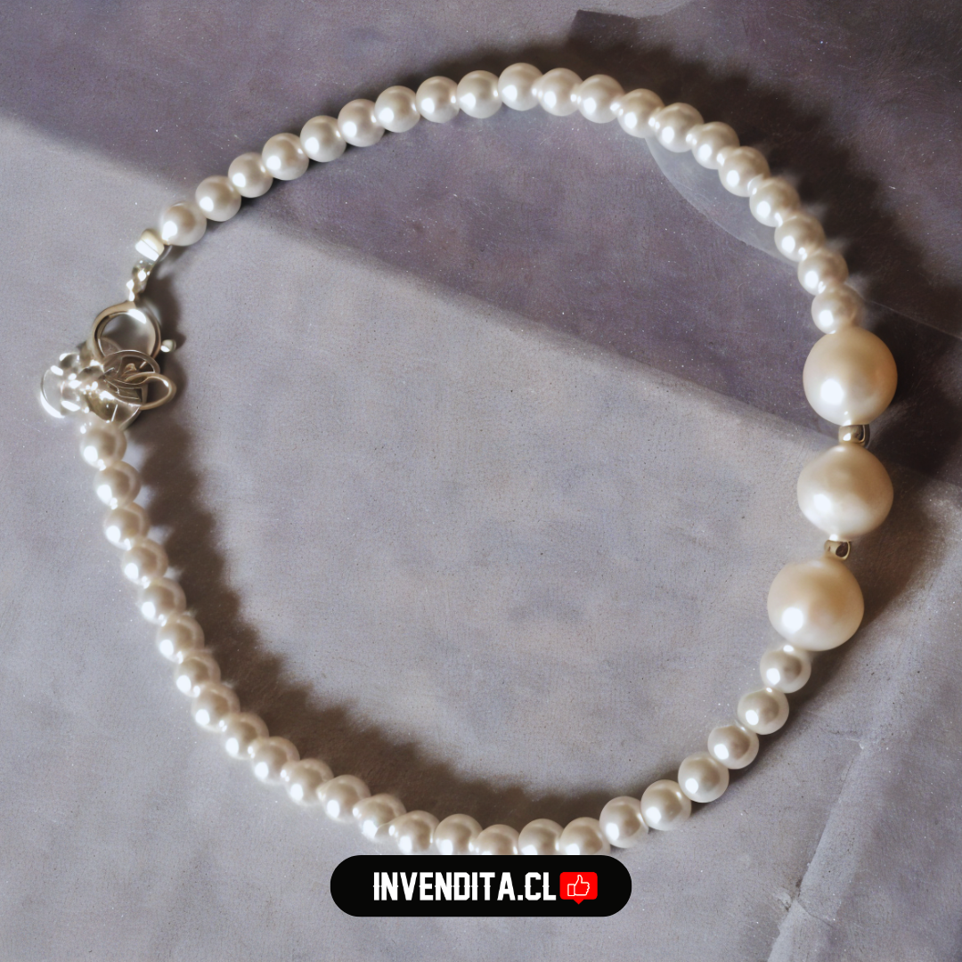 Pulsera de plata 925 serie trío de perlas de rio con pequeñas perlas de imitación