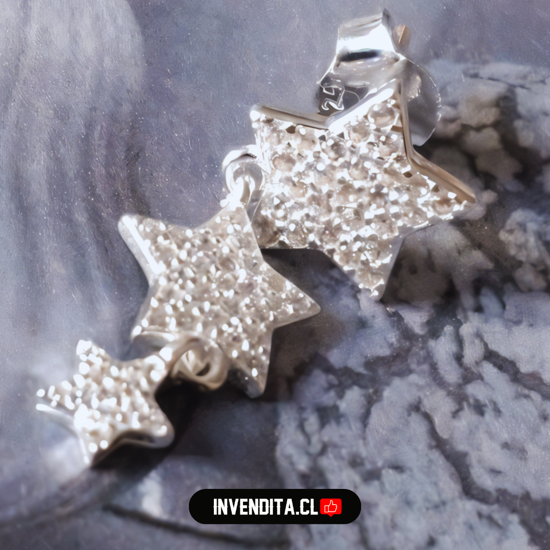 Aros de plata 925 serie estrellas con circones