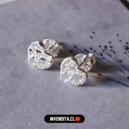 Aros de plata 925 corazón martillado