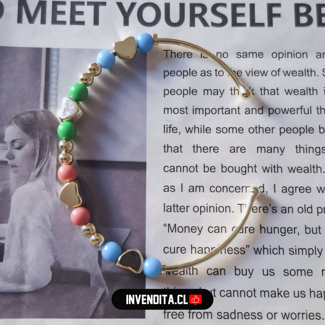 Pulsera enchapada en oro estilo esclava con esferas de colores