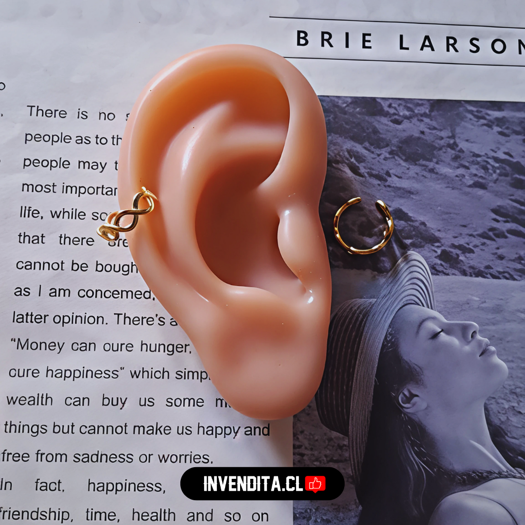 Aros enchapados en oro Cuff diseño trenzado