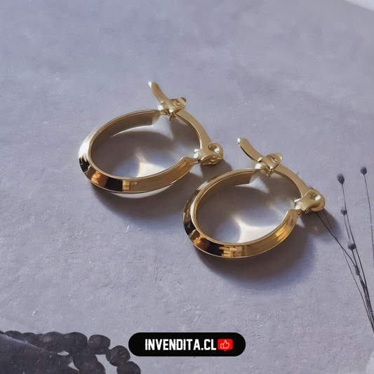 Aros enchapados en oro argollas con broche criollo