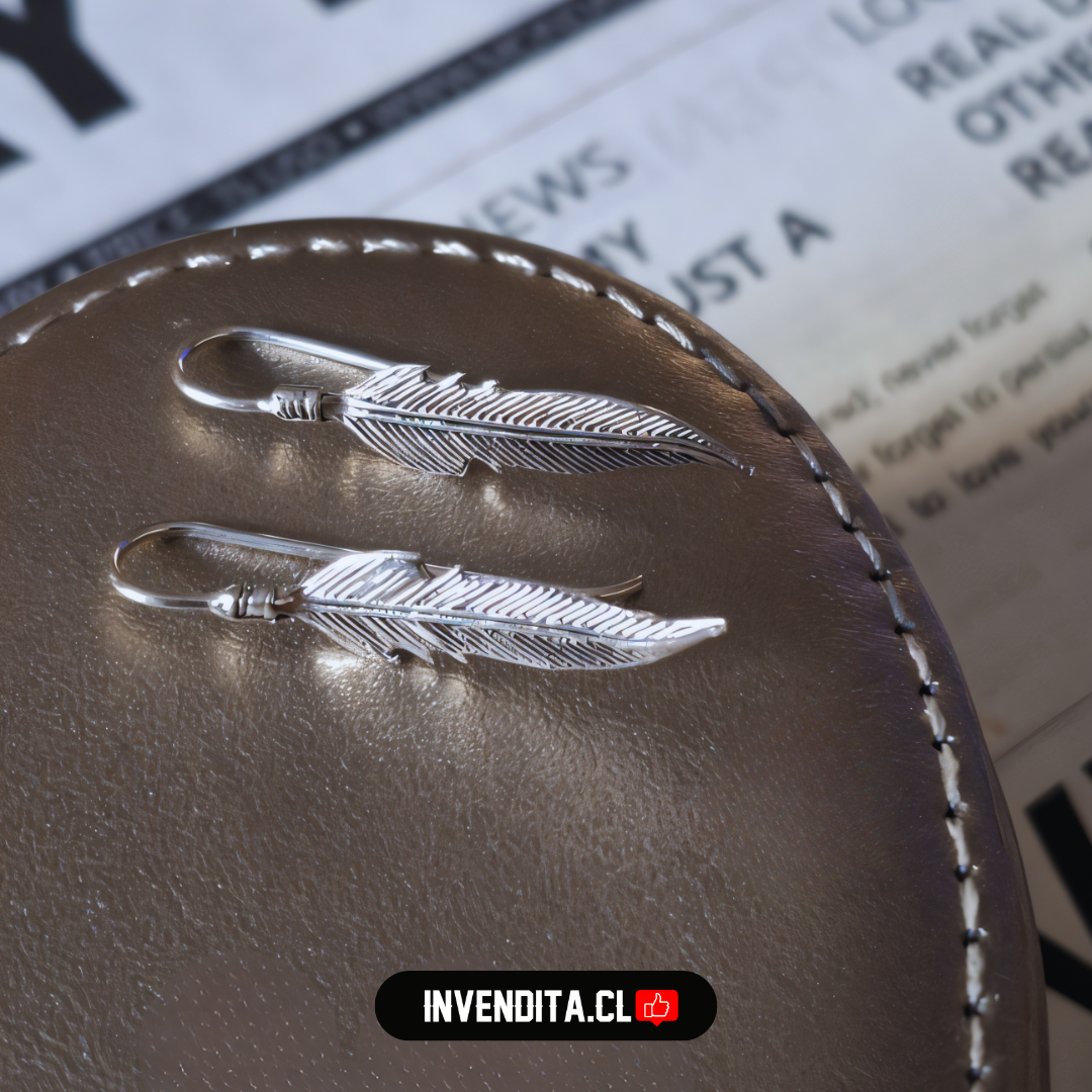 Aros de plata 925 diseño pluma