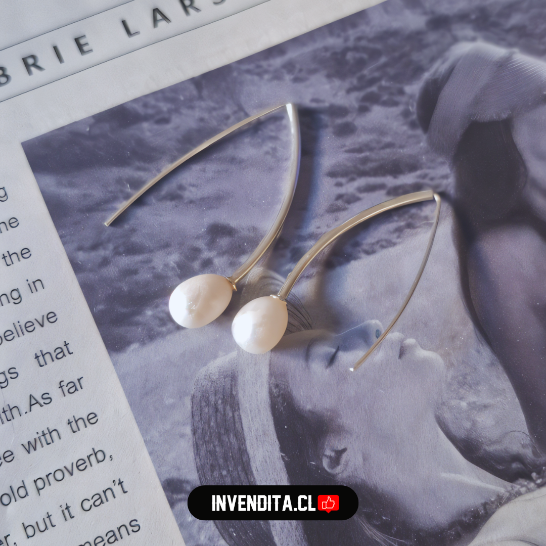 Aros de plata 925 estilo varita con perla