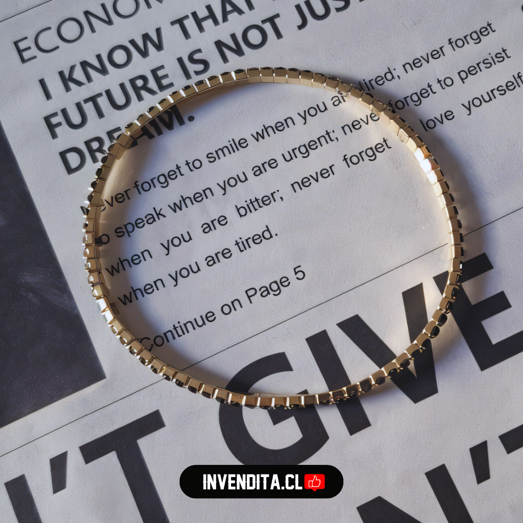Pulsera enchapada en oro elástica con circones onix