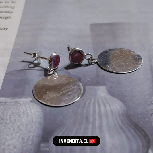 Aros de Plata 925 circón con placas lisas