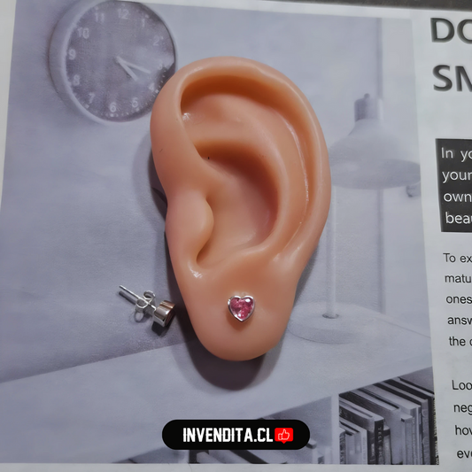 Aros de plata 925 circón corazón Rosa