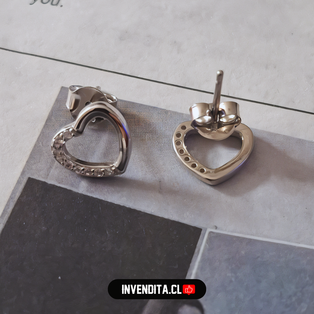 Aros de plata 925 corazones irregulares con circones