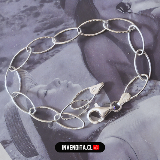 Pulsera de plata 925 eslabones ovalados semi brillante