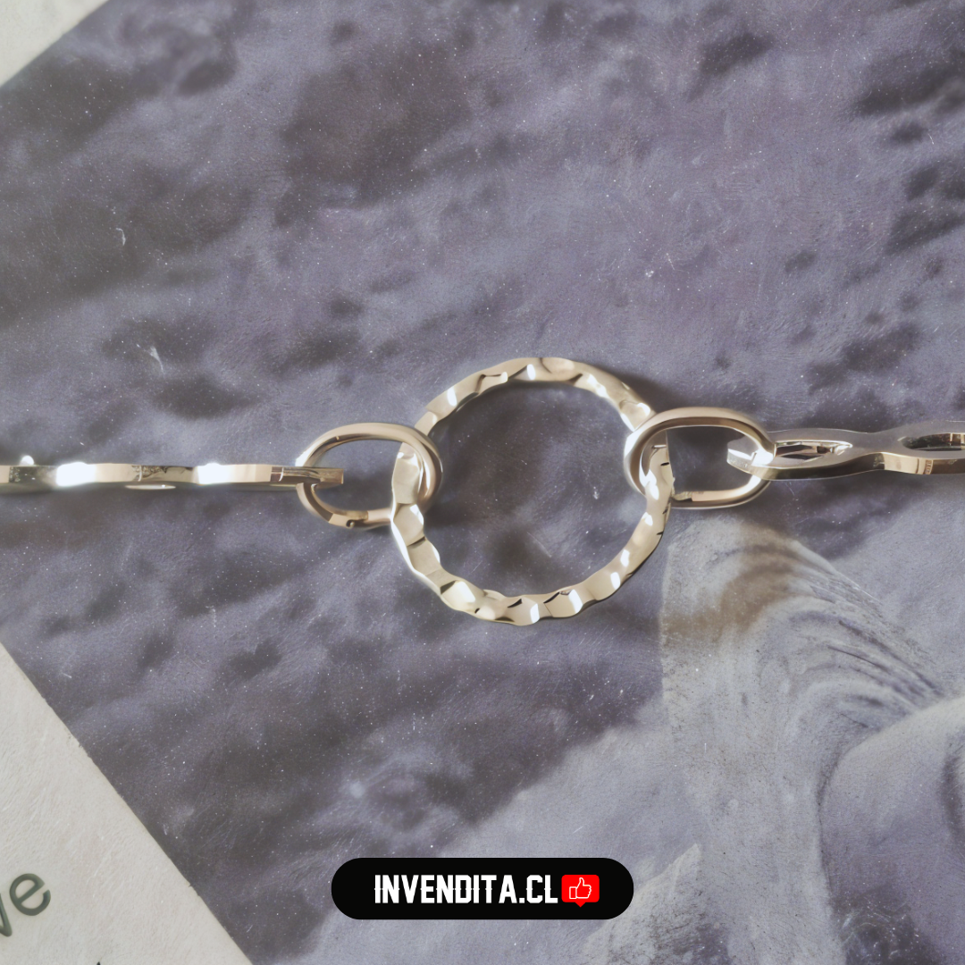 Pulsera de plata 925 circulos unidos con cadenas