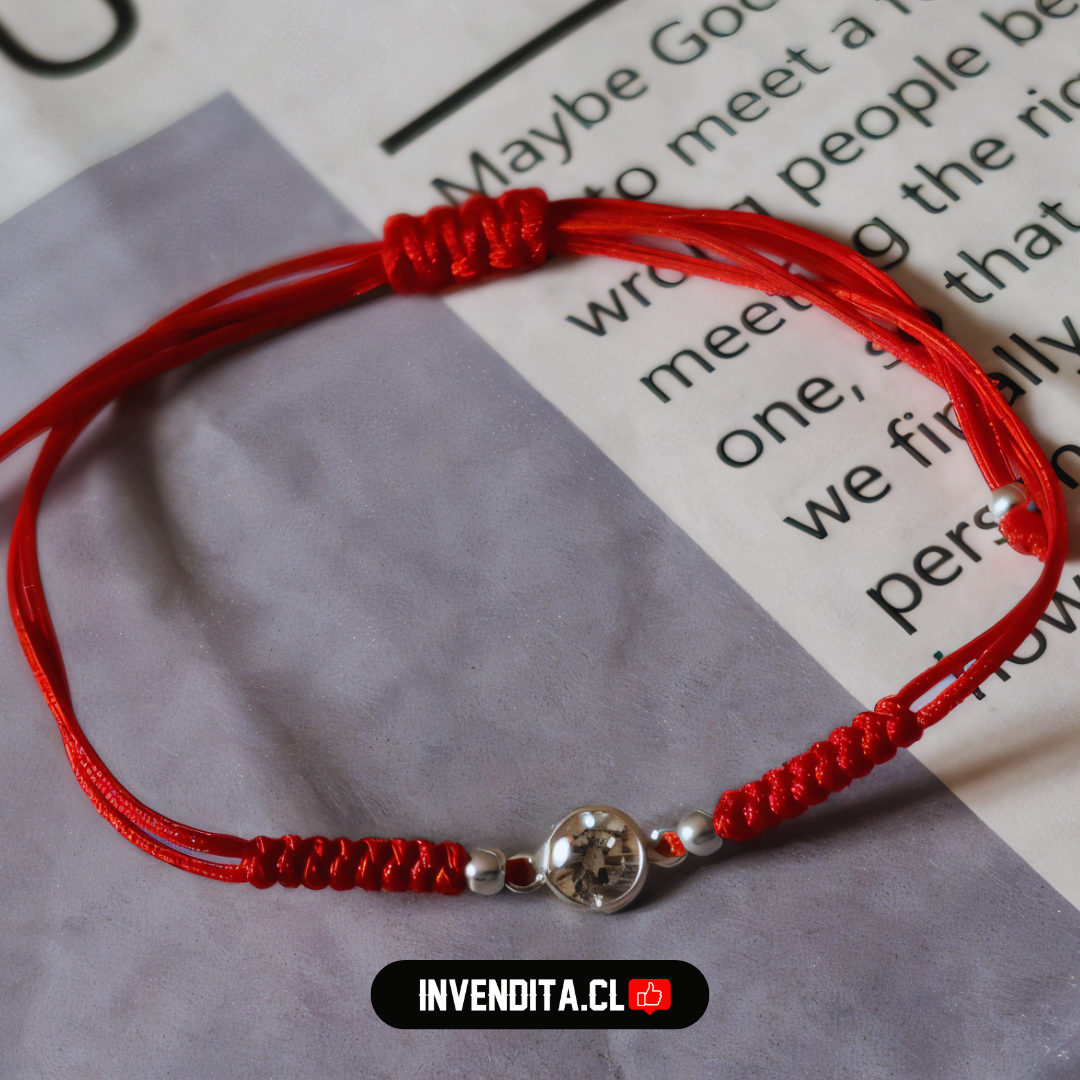 Pulsera de plata 925 hilo rojo con pequeño circón