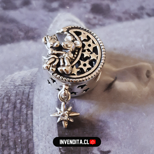 Charm estilo pandora Mickey & Minnie en la luna