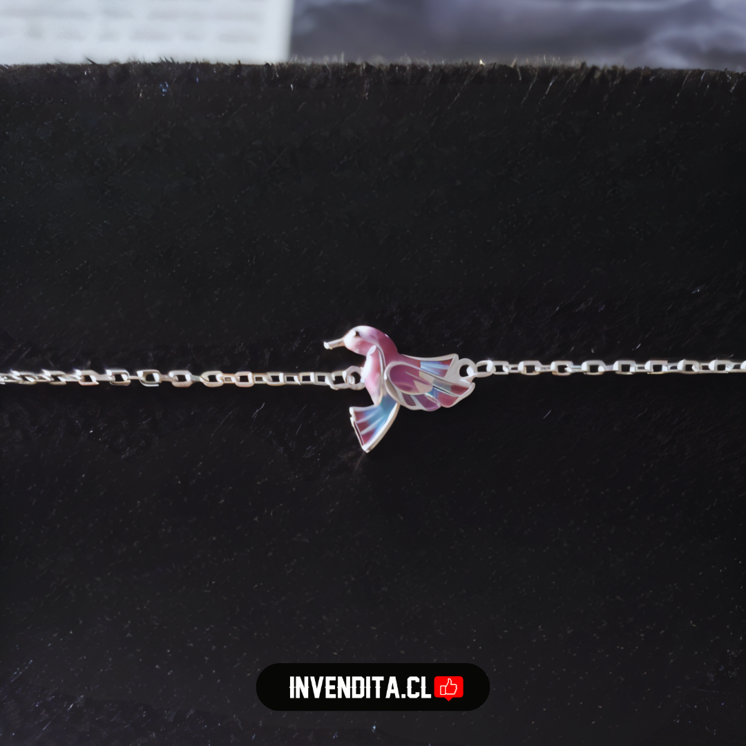 Pulsera de plata 925 colibrí esmaltado dos colores