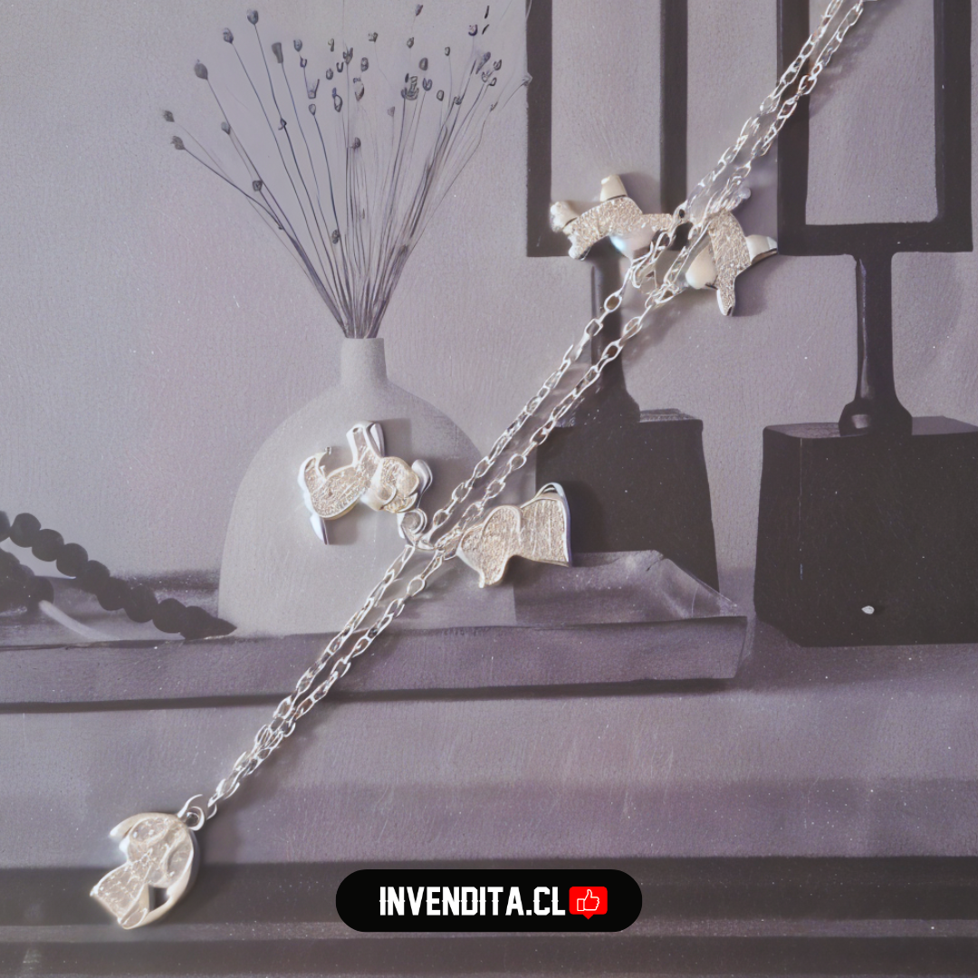 Pulsera de plata 925 diseño perritos con circones