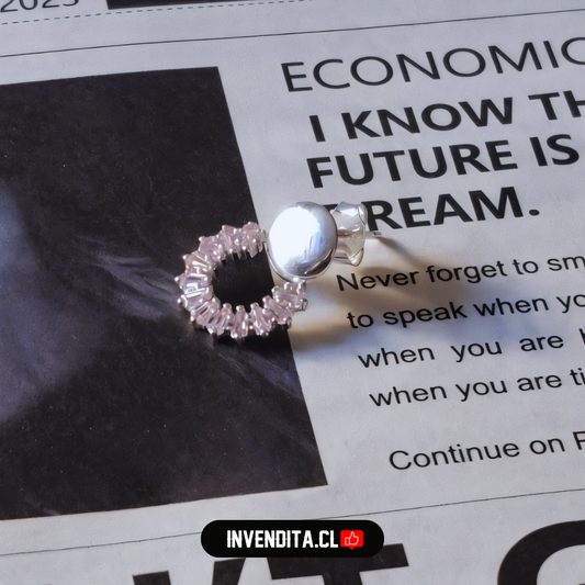 Aros de plata 925 estilo argolla con serie de circones rosas