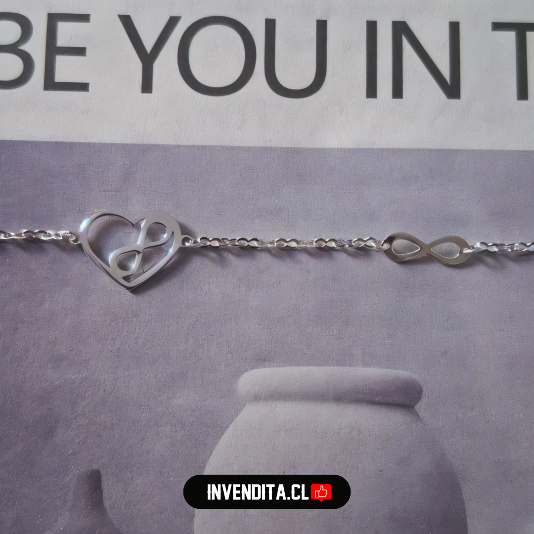 Pulsera de plata 925 figura corazón con infinito