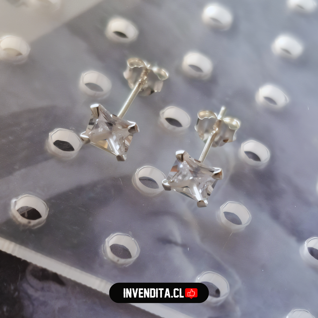 Aros de plata 925 circón cuadrado
