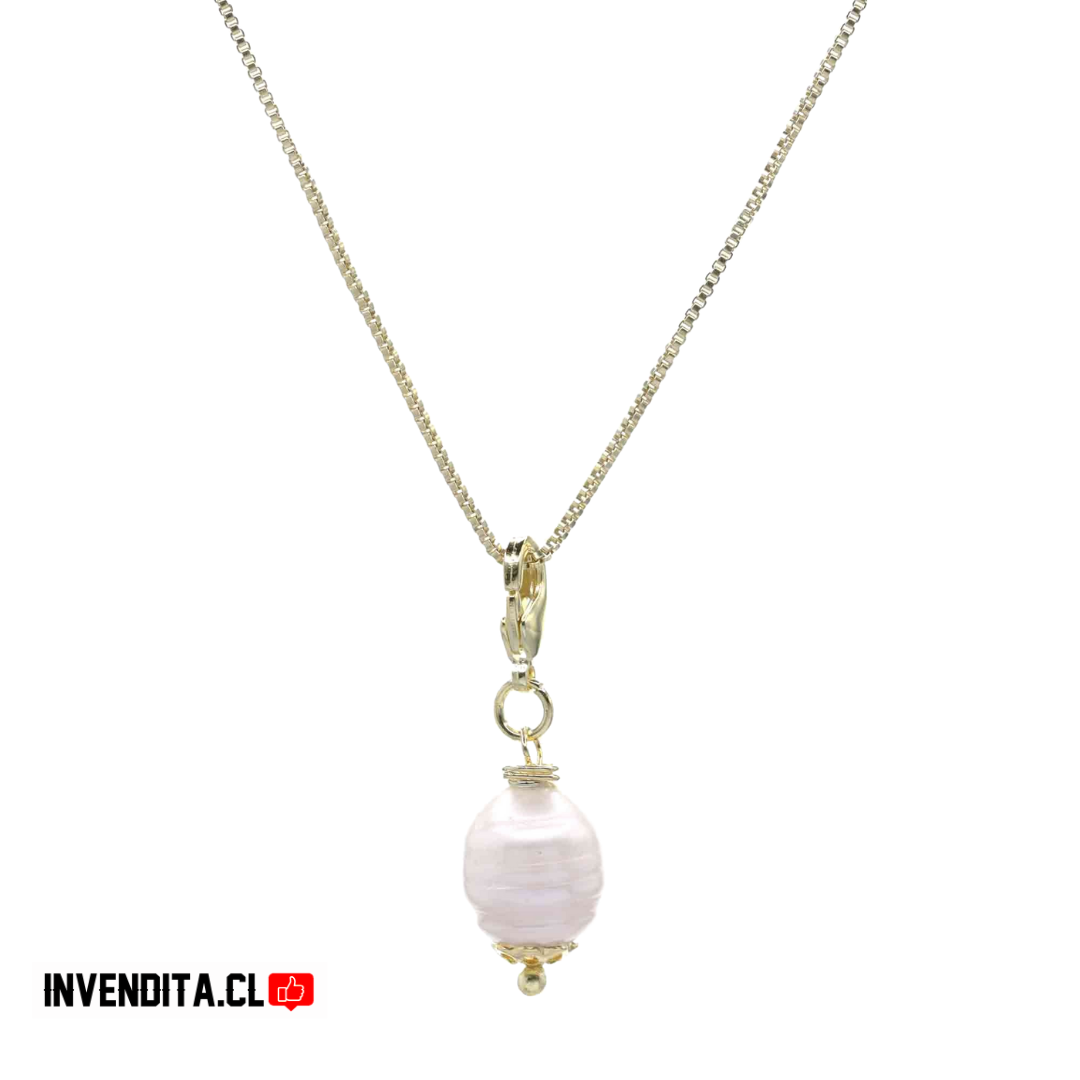 Collar enchapado en oro veneciana con perla de rio