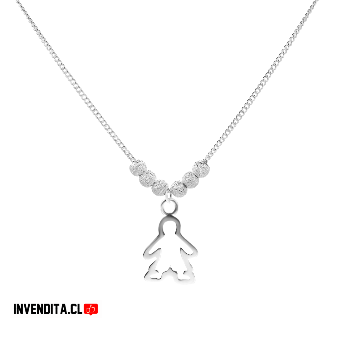 Collar de plata 925 figura niño con esferas satinadas